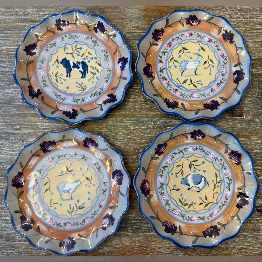 NWT ZRIKE AVIGNON BY DANNA CULLEN HAND-PAINTED 8” SALAD PLATE SET